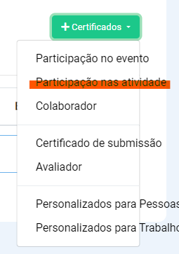participação nas atividades Participação nas atividades