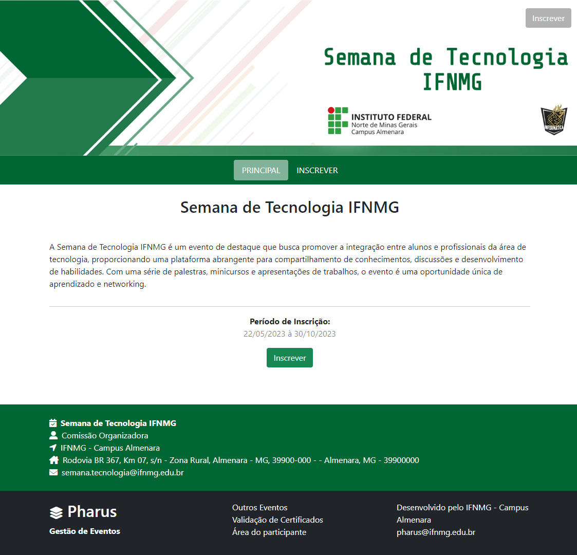 Visão Geral Evento Visão Geral Evento