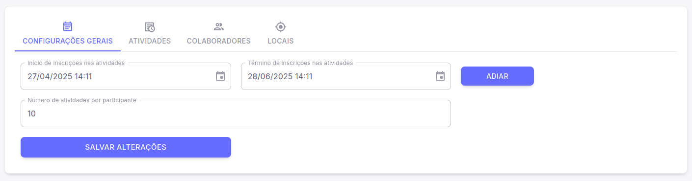 Configurações gerais