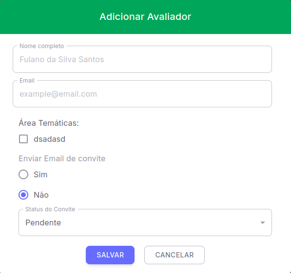 Adicionar Avaliador